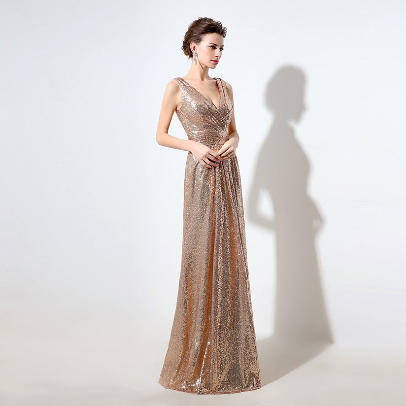 Rose Gold Sequin Bridesmaid Dresses - runwayfashionista.com