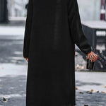 Contrast Trim Long Sleeve Coat with Pockets - runwayfashionista.com