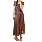 Fitted Top and Midi Skirt Two-Piece Set