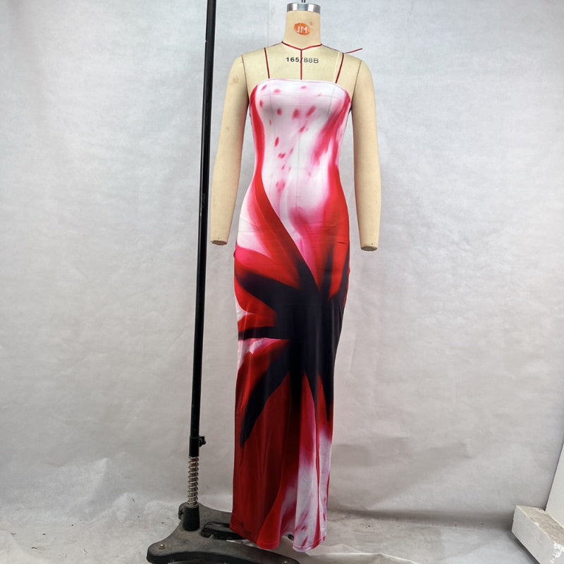 Daring Strapless Maxi Dress with Waist Bag