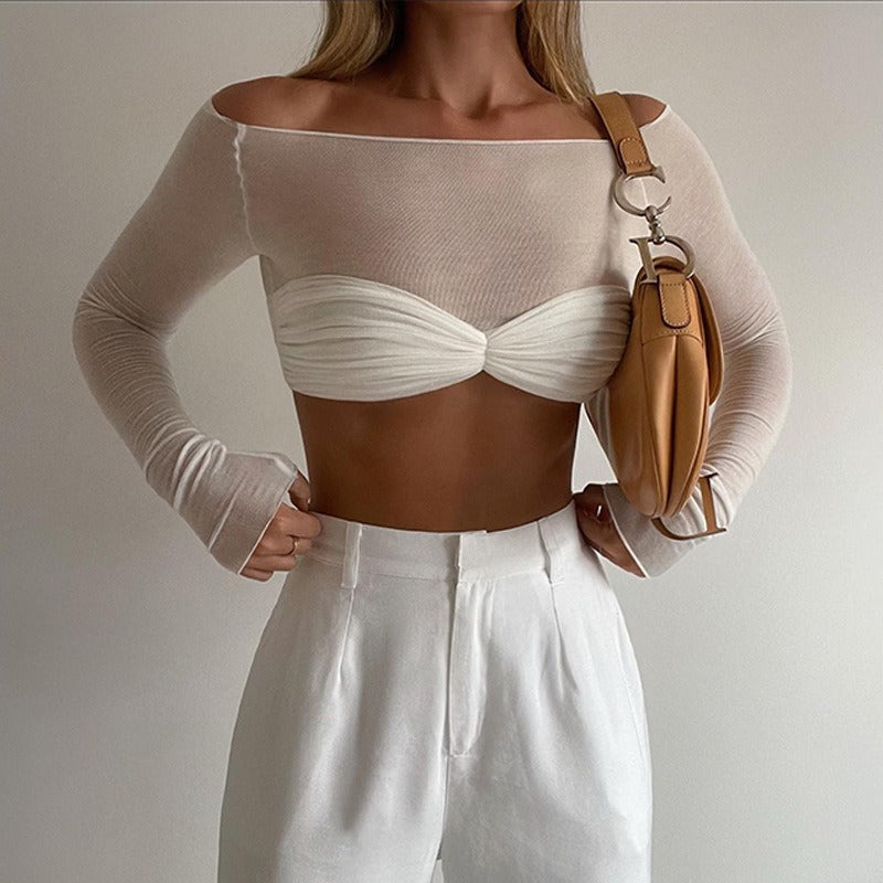 Wrapped chest style open waist T-shirt