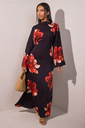 Waist-Cinched Ankle-Length Printed Midi Dress