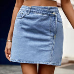 Pocketed High Waist Denim Skirt