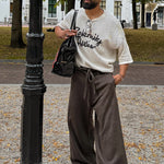 Crew Neck Mesh Lettering Short-sleeved Top