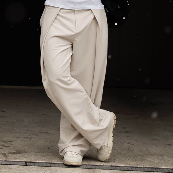 High-waisted Pleated Casual Pants