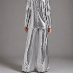 Silver Sequin Blazer & Flared Trouser Suit