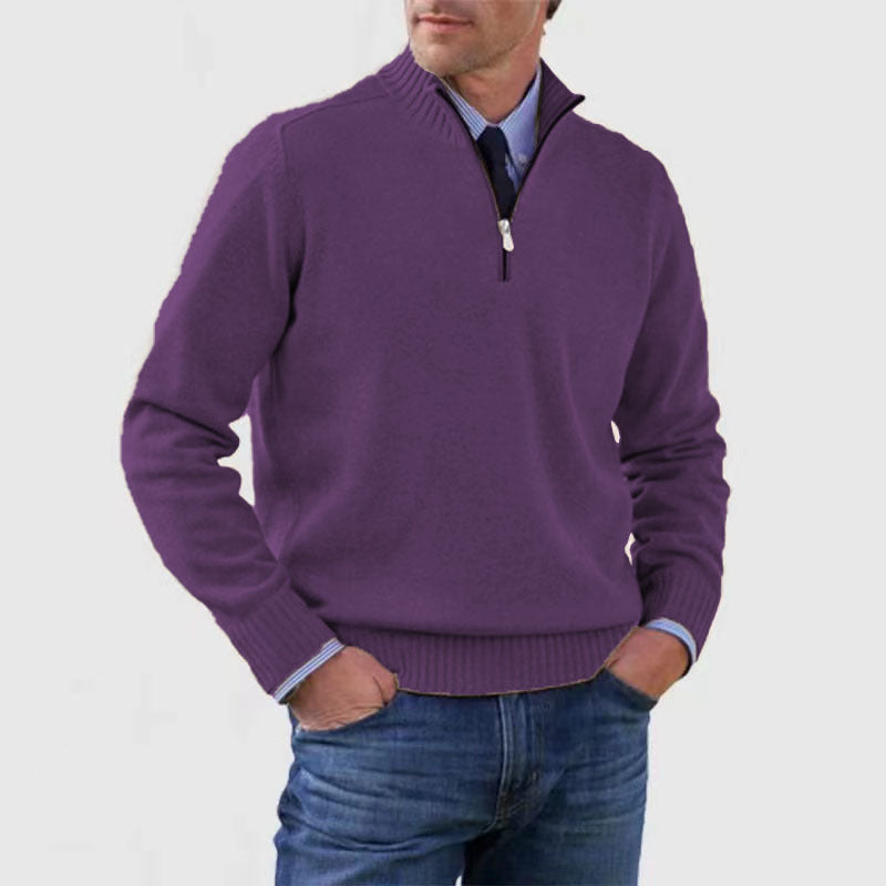 Stand Collar Zipper Sweater