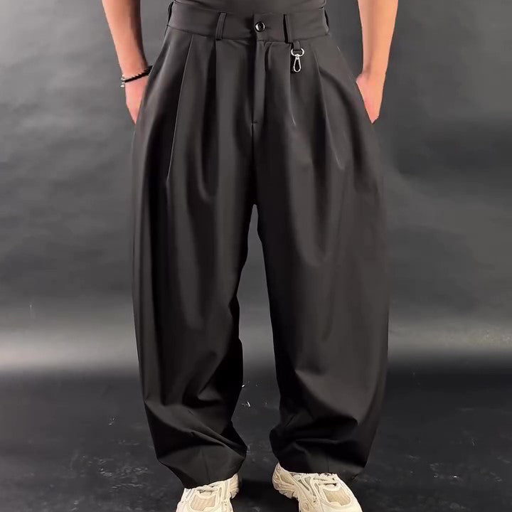 Black High Waist Multi-Pleated 3D Wide-Leg Pants