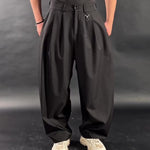 Black High Waist Multi-Pleated 3D Wide-Leg Pants
