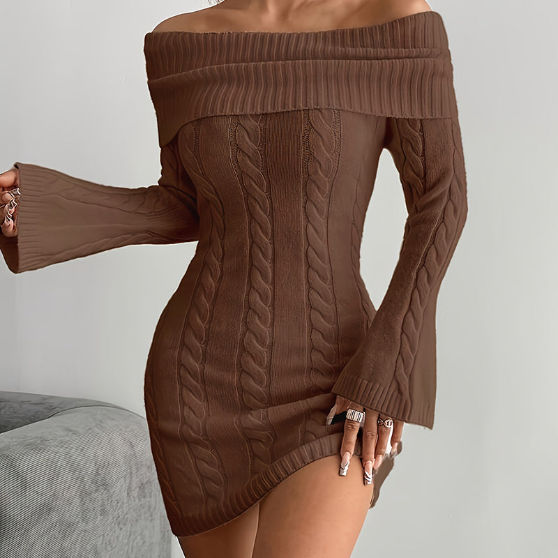 Off Shoulder Long Sleeve Mini Club Dress