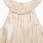 Pearl Halter High Waist Flowy Midi Dress