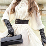 White Long-sleeved Ruffled Tie Maxi Dress
