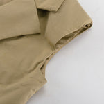 Khaki Oversized Sleeveless Peak-Lapel Exaggerated-Shoulder Asymmetric Hem Blazer & High-Waist Pleated Shorts Co-ord Set