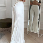 White Pleated Vest Cardigan Three-piece Wide-leg Pants Suit