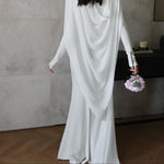 White Draped Knot-back Maxi Dress