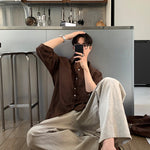 Cotton And Linen Long-sleeved Shirt