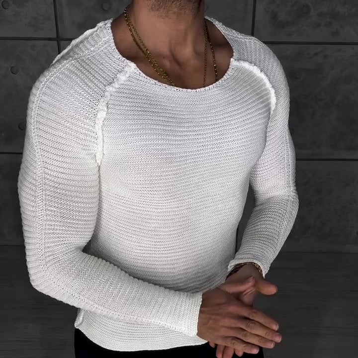 White Knit Slim-Fit Long-Sleeve Top