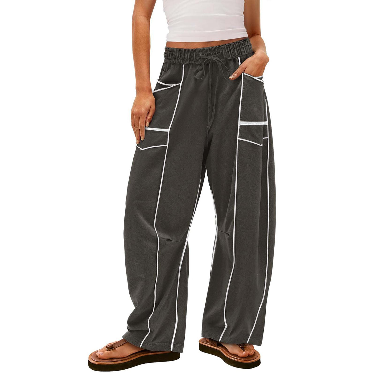 Y2K Wide-leg Pants With Pockets
