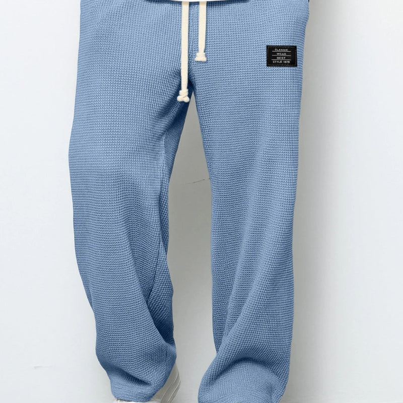 LooseDrawstring Pockets Sports Pants - light blu