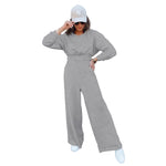 Oversized Cropped Hoodie & Wide-Leg Palazzo Sweatpant Co-Ord Set - grey