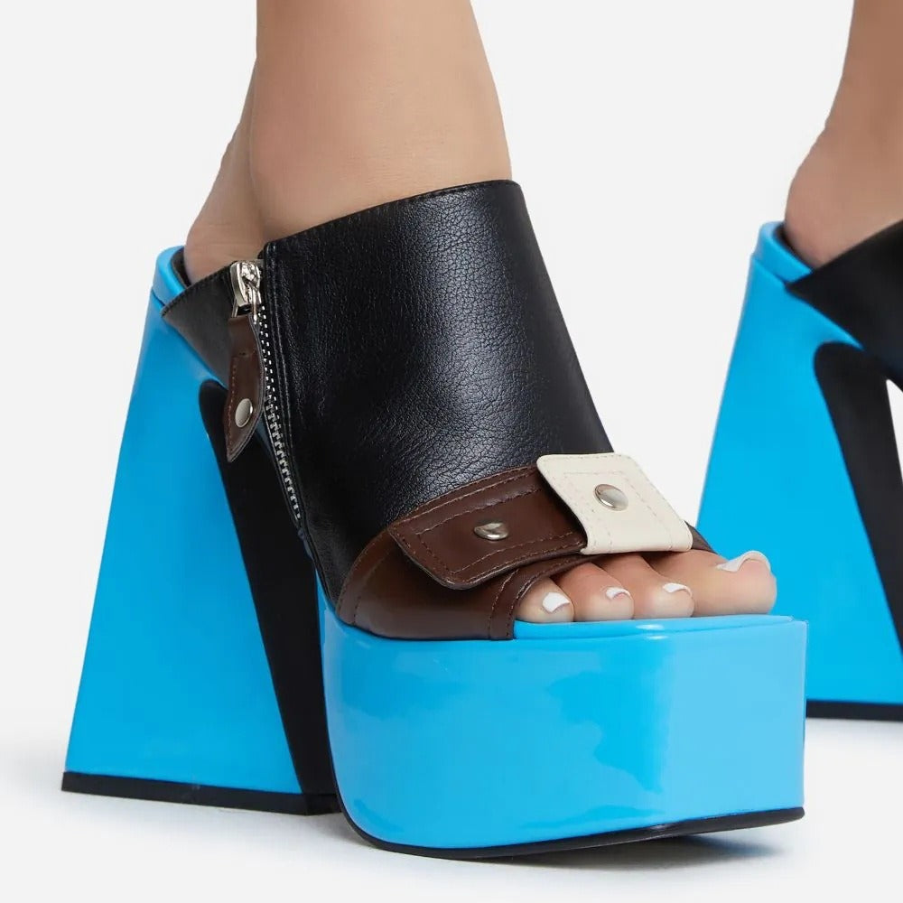 Square open toe color block ultra-high heel - runwayfashionista.com