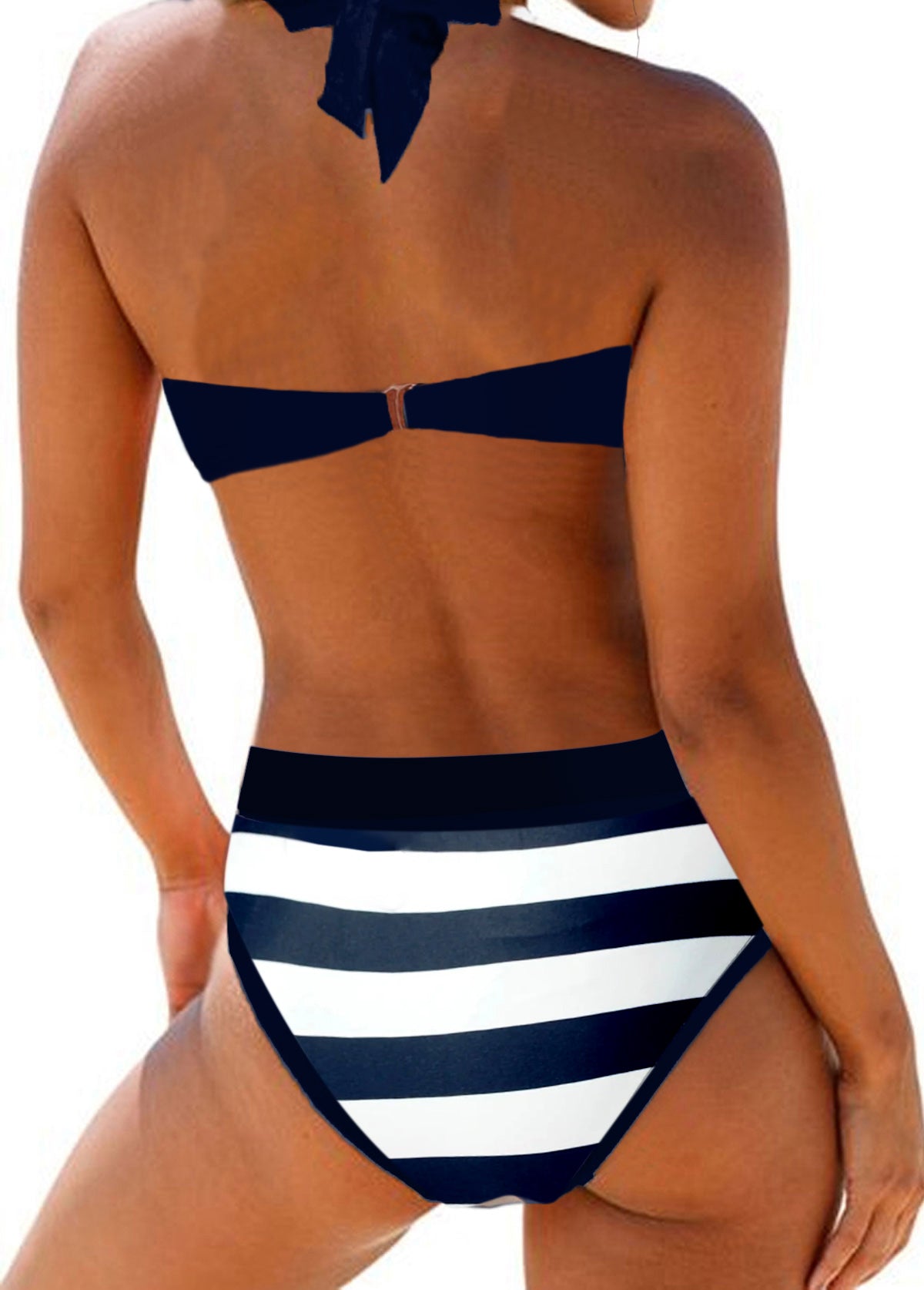 Split Bra Stripe Printed Bikini - runwayfashionista.com