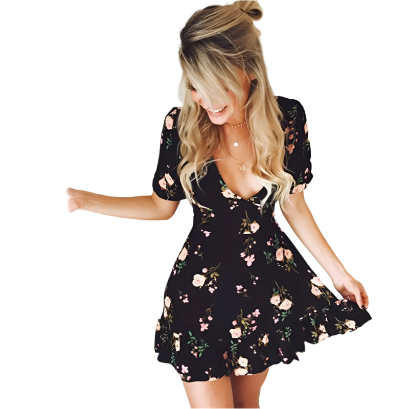 Mini Boho Floral Dress