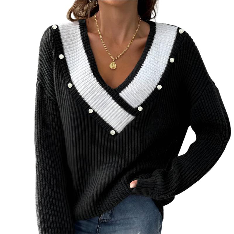 V-neck loose sweater -runwayfashionista.com