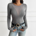 Spliced Sheer Long Sleeve Top