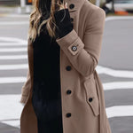 Single Breasted Stand Collar Woolen Coat