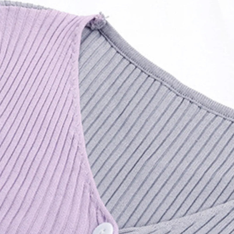 Contrast Button Up Long Sleeve Cardigan - runwayfashionista.com