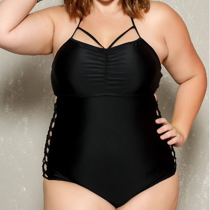 Plus size one-piece swimsuit - black