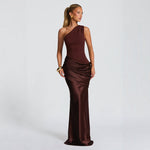 Off-shoulder Bodycon Sleeveless Evening Party Gown - brown