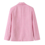 Single Button Blazer & Pleated Wide Leg Pants 2-Piece Suit Set