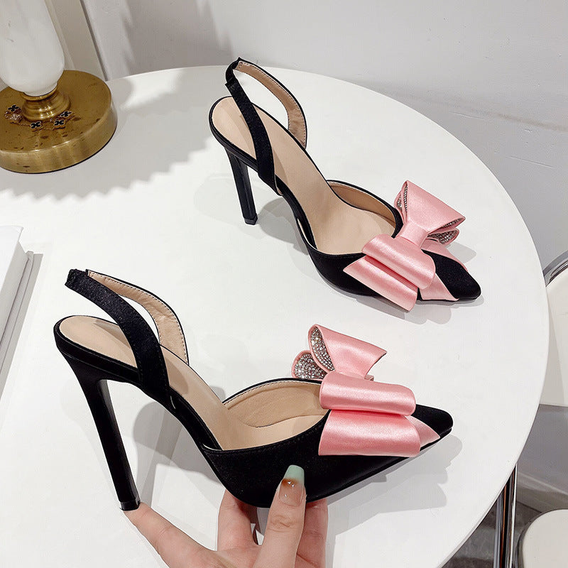 Skyline Elegance: The Silk & Satin Pointed Slim High Heels