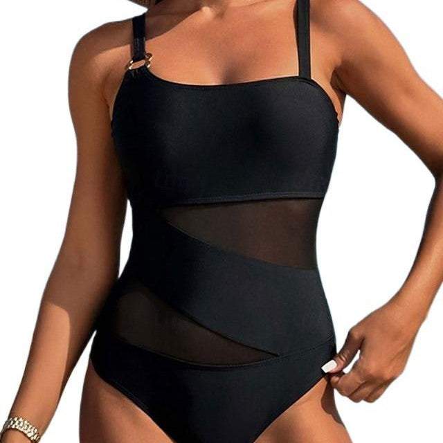 One-Piece Solid Color Swimsuit