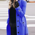 Single Breasted Stand Collar Woolen Coat