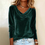 Shimmering Velvet Long Sleeve Loose Blouse