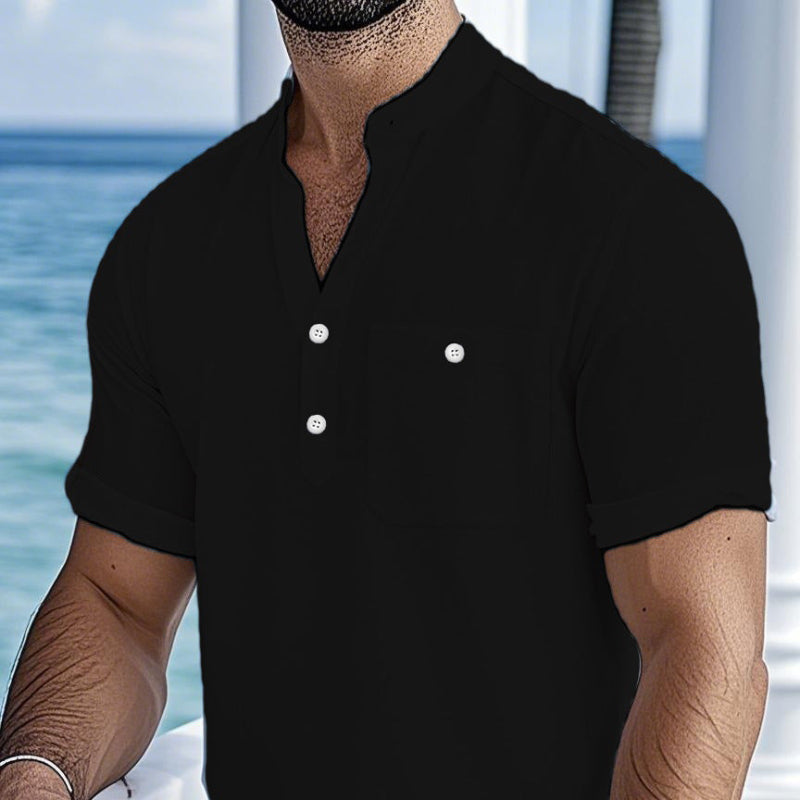 Effortless Modernity: The Lightweight Stand-Collar Shirt