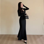 Daring Drama: Lace Patchwork Fishtail Midi Dress