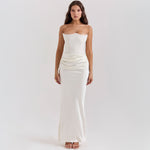 Tube Top Backless Evening Maxi Dress - white
