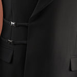 Black Peak Lapel Side Buckle 2 Piece Suit Set Gurkha Trousers