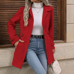 Elegant Single-breasted Mid Length Coat - red