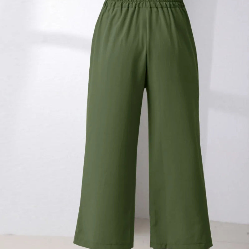 Pocketed Half Elastic Waist Pants - Runwayfashionista.com