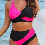 Contrast Color High Waist Tied Sexy Two-Piece Swimsuit