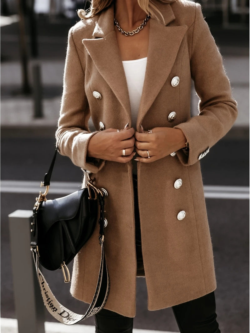 Long sleeved Double breasted Coat - runwayfashionista.com