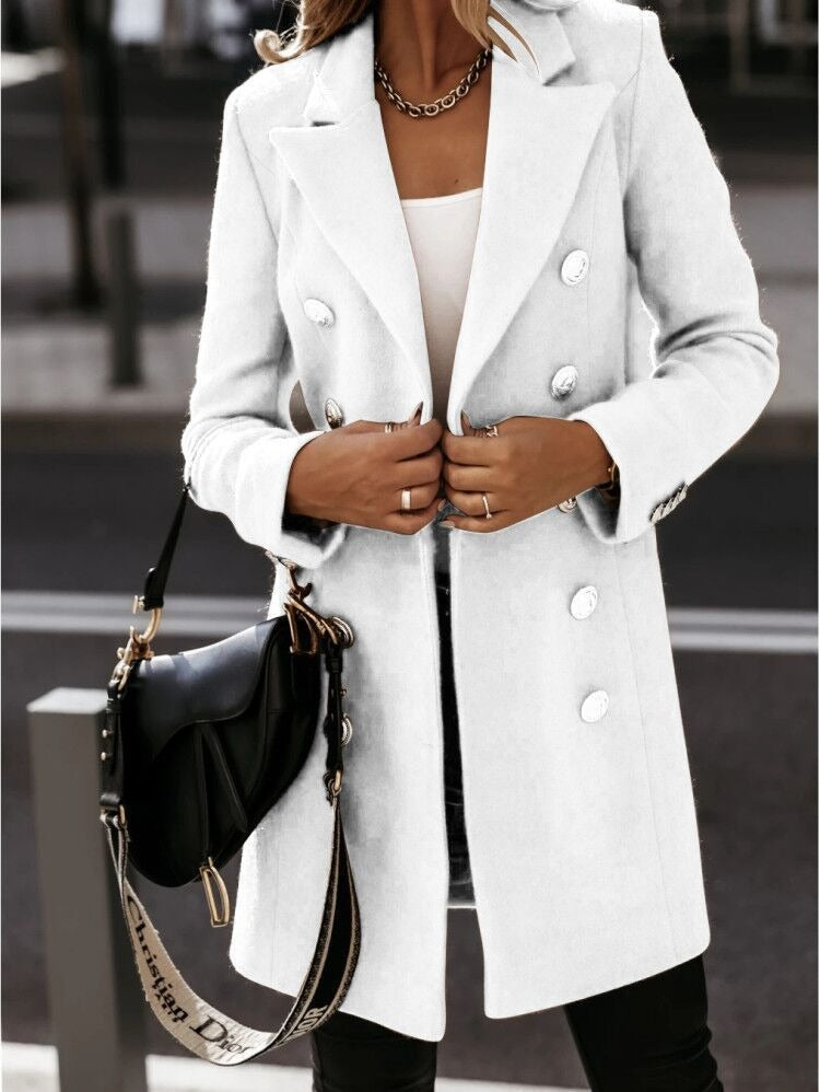 Long sleeved Double breasted Coat - runwayfashionista.com