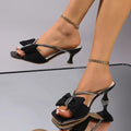 Bow Rhinestone Open-Toe Sandals - runwayfashionista.com