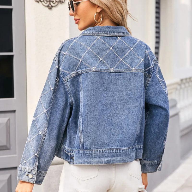 Pearl trim long sleeve jacket