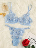 Mesh Embroidery Flower Decal Lingerie - runwayfashionista.com